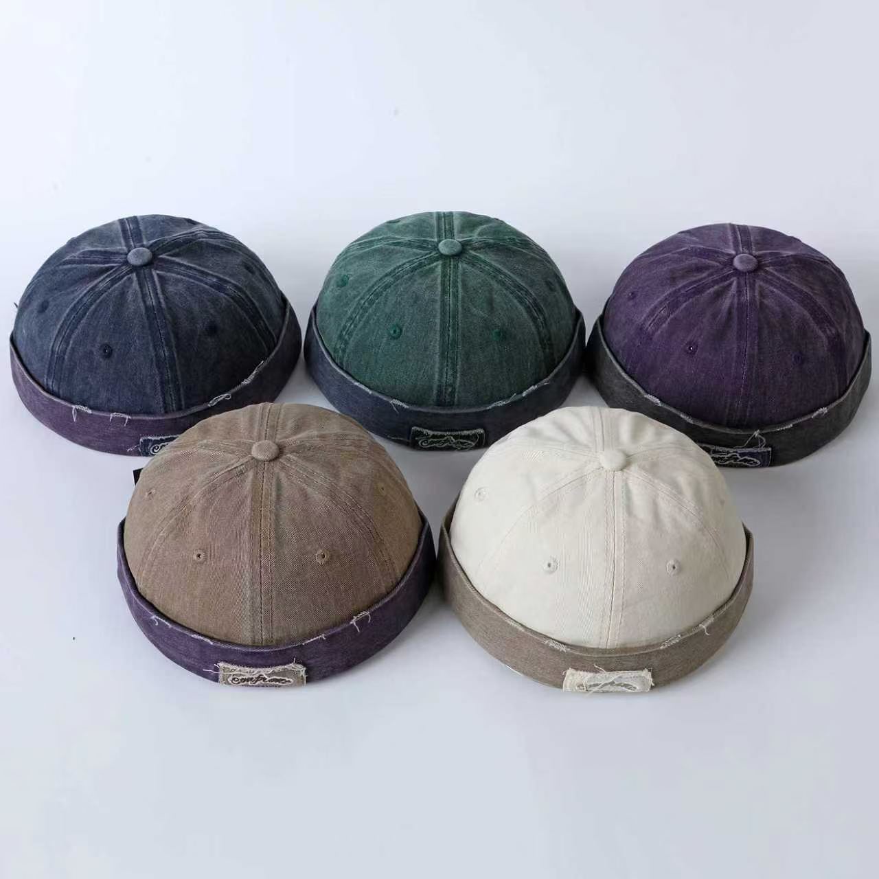 American-style Retro Distressed Washed Vegetable-pulp Hat With Appliqued Letters, Hip-hop Style, No-brim Hat, Trendy Vintage Owner's Hat photo 5