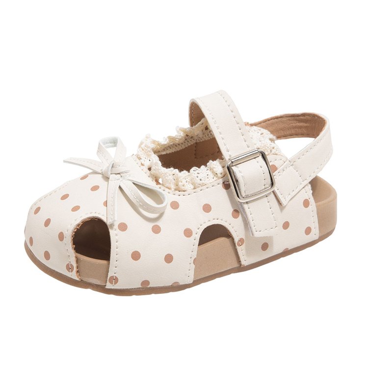 Girls' Sandals For Summer, Little Girls' Polka Dot Princess Shoes With Soft Soles And Toe Caps, Beach Walking Shoes For Beginners photo 5
