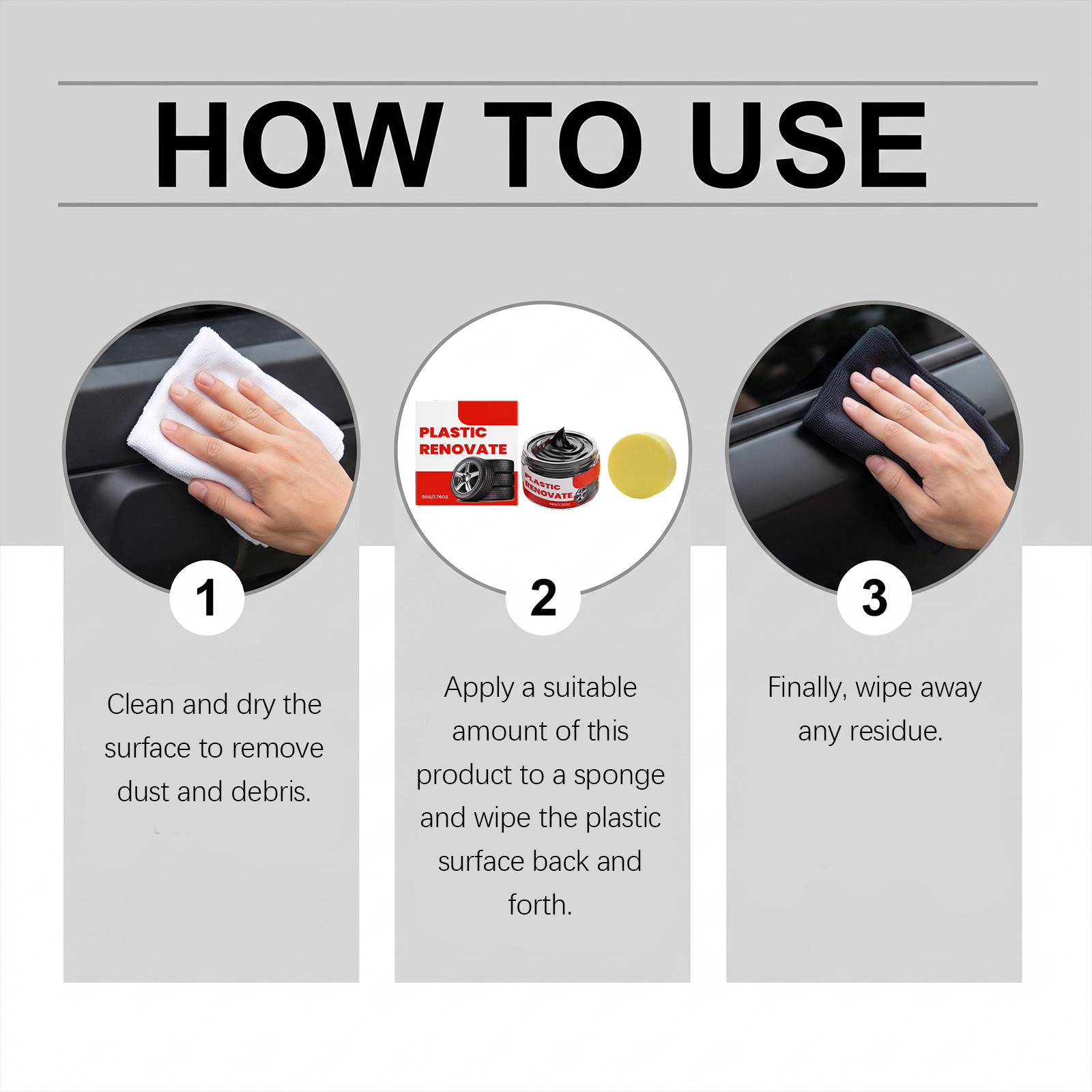 Plastic Restorer Cream, Car Trim Polish & Gloss Coating For Interior Exterior Plastic Parts photo 4