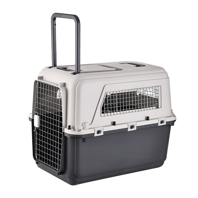 Large Pet Carrier For Cats And Dogs, Travel Crate With Ventilated Metal Door, Dual-Point Locking System, Removable Wheels And Detachable Top, Kennel For Car Travel photo 5