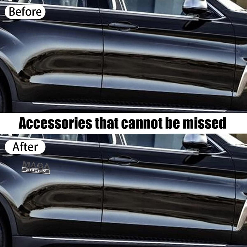 4pcs MAGA Edition Car  Metal Badge Sticker Truck Replacement, Suitable For General Motors SUV,Motorcycle, Bicycle Chrome Alloy photo 3