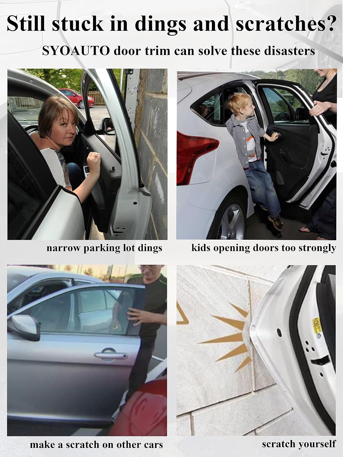 Black Car Door Edge Guard 13 Ft, U Shape Rubber Protector Trim With Metal Strip, Cuttable Auto Door Edge Protection photo 2