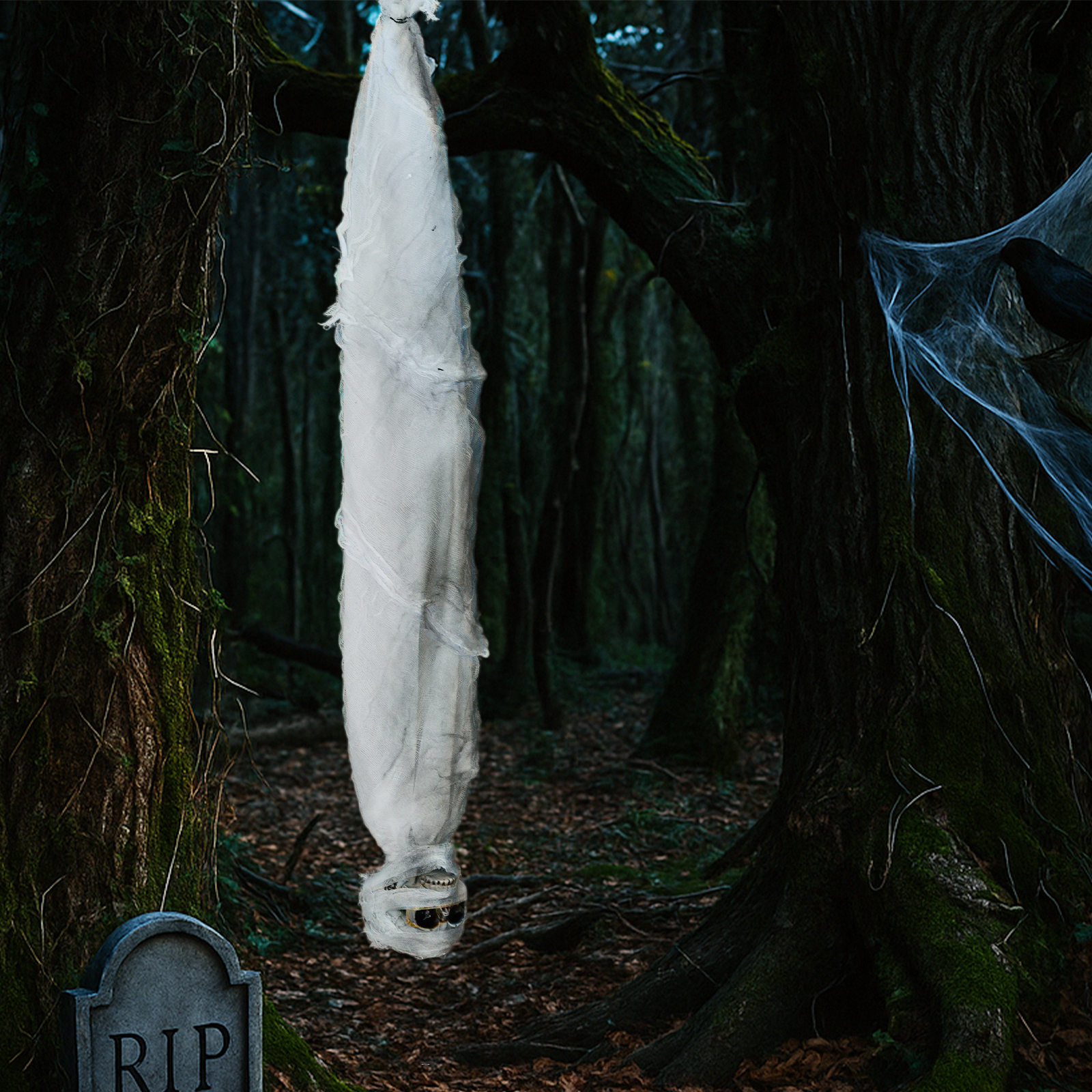 3ft Halloween Animated Hanging Cocoon Corpse Decoration,Dead Body Prop With Motion & Horror Scream,Haunted House Indoor And Outdoor Decorations,Creepy Tree Hanging Decor photo 6