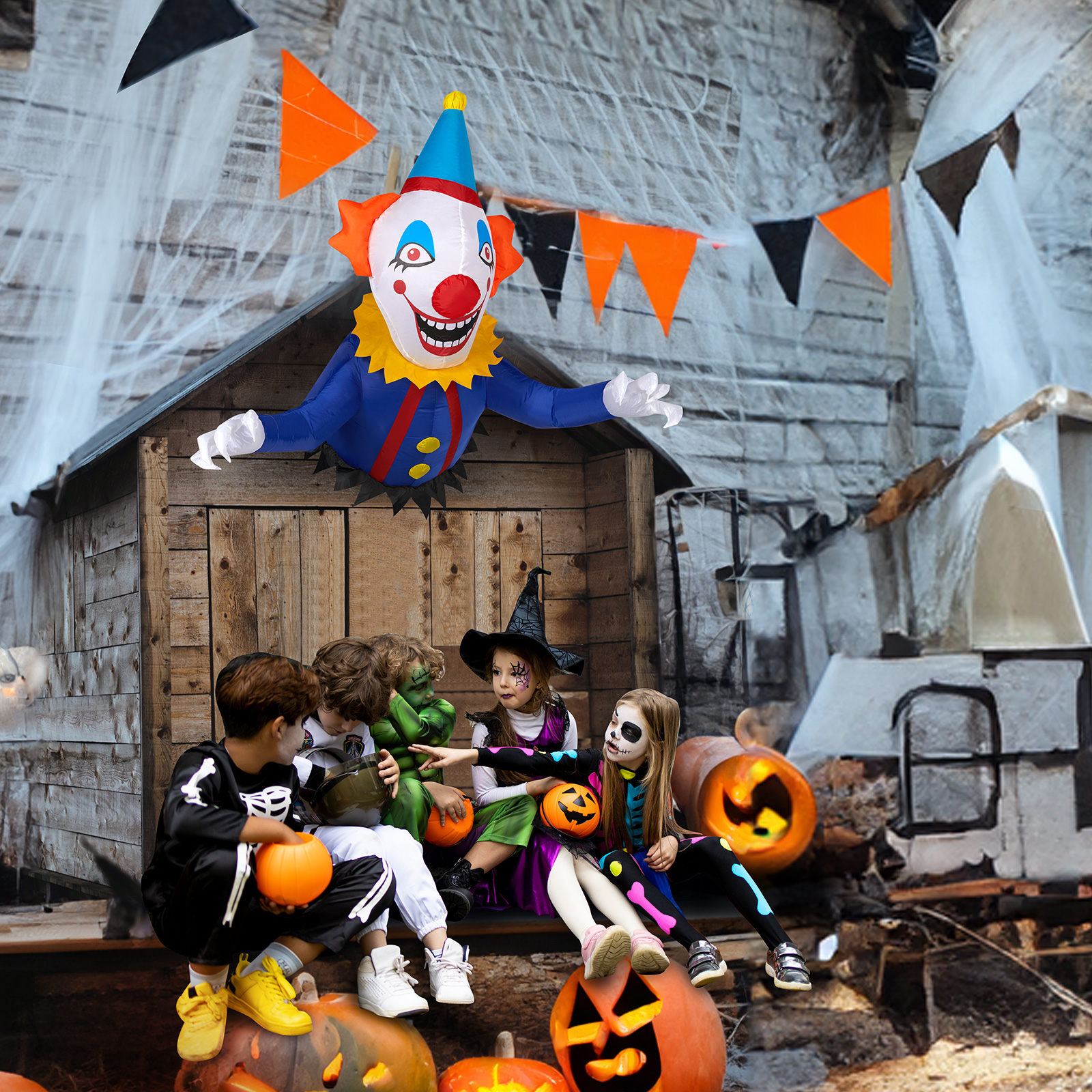 Replace 82852062 3.3 FT Halloween Inflatable Clown Broke Out From Window Outdoor Decorations,Scary Blow Up Decor With Built-in LED Lights For Holiday Party Yard Lawn Garden Decor Indoor Outdoor photo 3