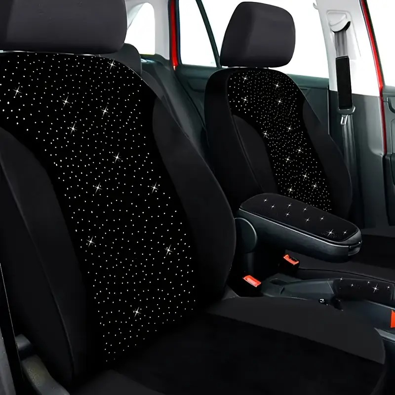 5-Seat Car Seat Cover, Classic And Timeless Design, Thin 2mm Thickness, Suitable For All Seasons Rhinestone Seat Cover photo 2