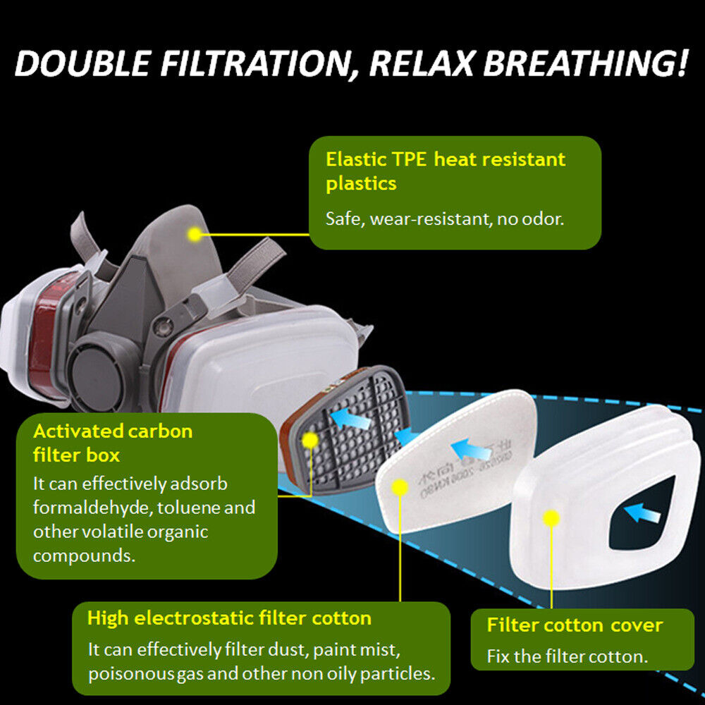 17 In 1 Full Face Mask 6200 Gas Mask Facepiece Spray Respirator Filter Chemical photo 2