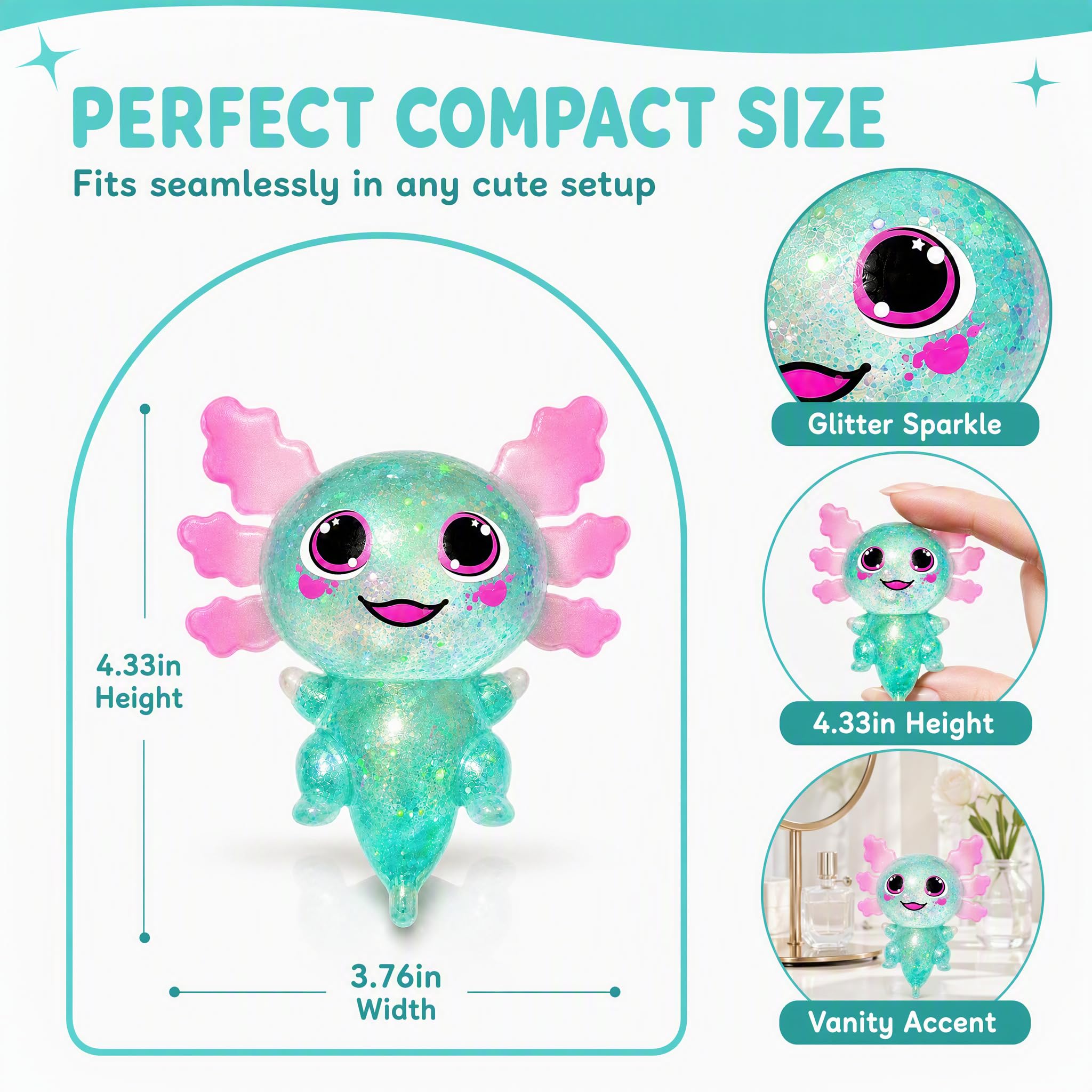 1Pcs Green Animal Miniature Novelty Toy,Glitter Fidget Ball Cute Animal Toy For Adults, Animal Party Favors For Anxiety Relief Home Decor photo 4
