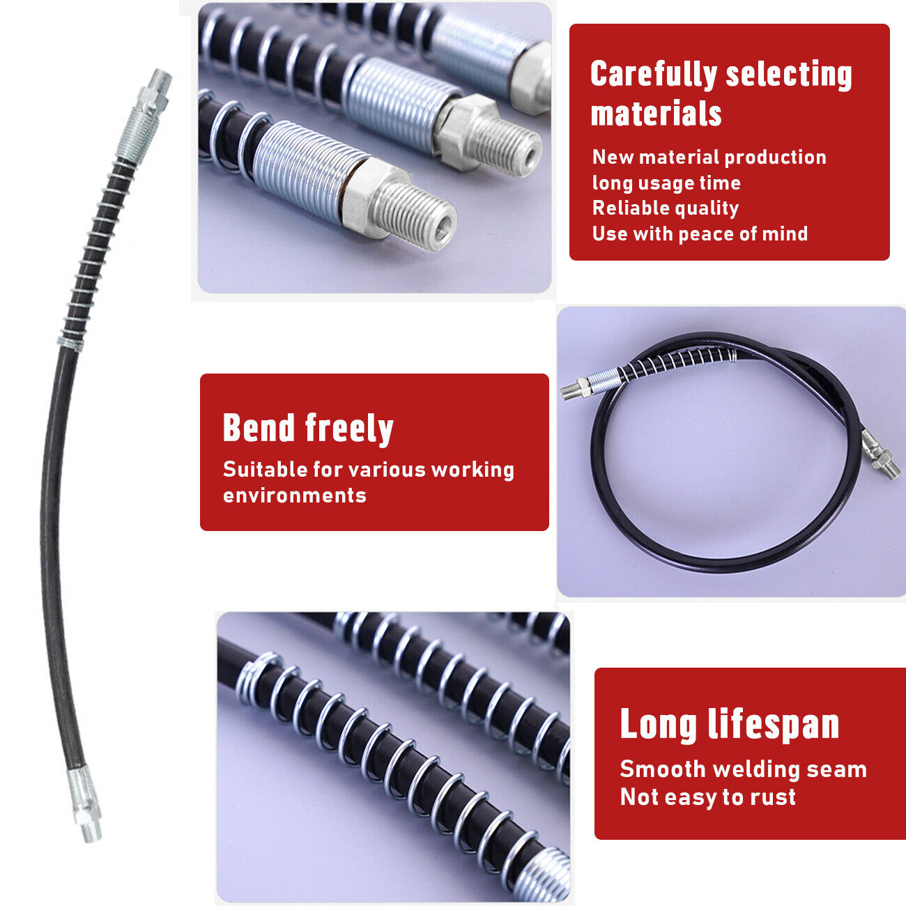 Grease Gun Coupler High Pressure Quick Release Lock Nozzles W&Hose For 1&8in NPT photo 5