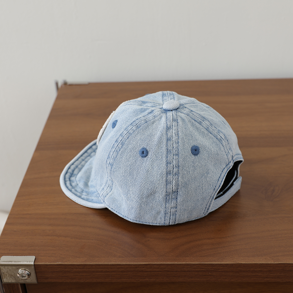 Retro Fashion Water-washed Denim Children's Baseball Cap With Heart Patch, Fringed Soft Brim, Casual And Versatile photo 7