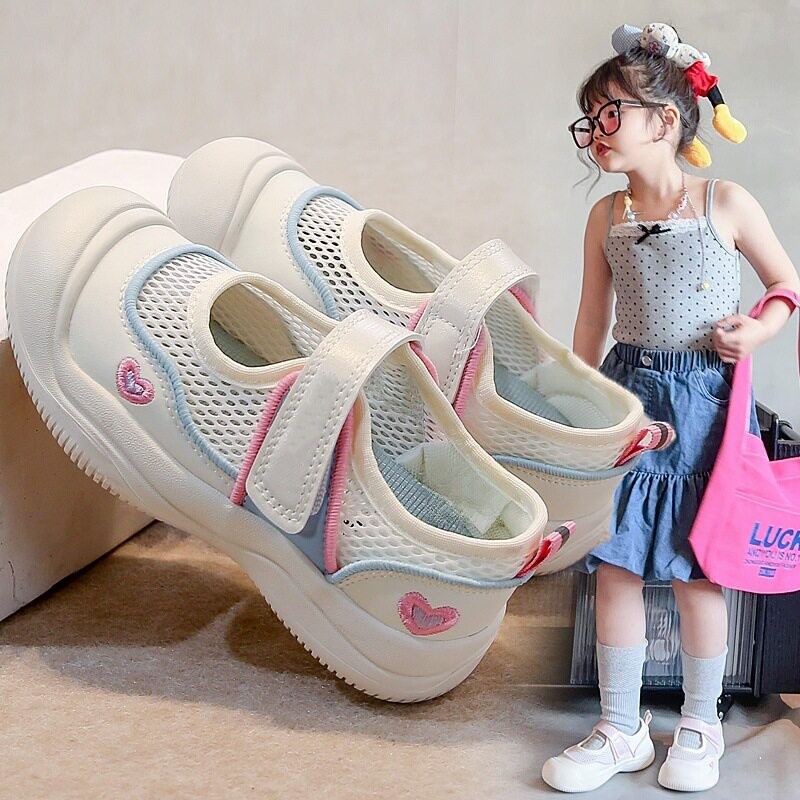 2026 Spring & Summer New Girls Single Mesh Breathable Sandals, Korean Style Toddler Canvas Shoes Versatile Casual Sneakers photo 5