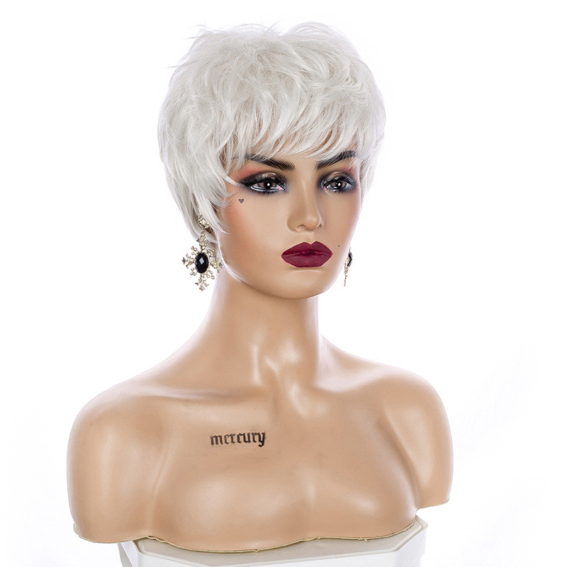 Chemical Fiber High Temperature Silk Pure White Grandma Wig photo 4