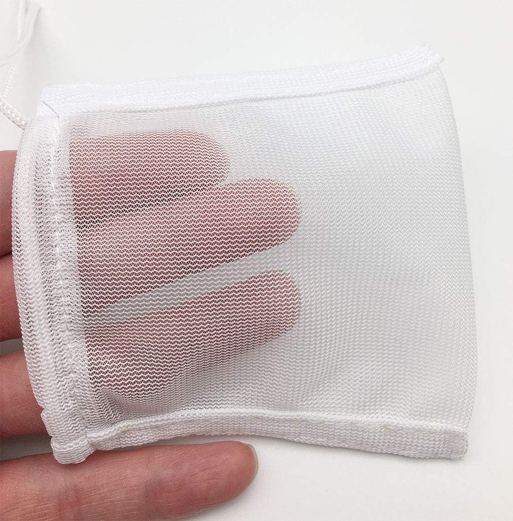 Fish Tank Small Sized Filter Bags, 6 Pack High Flow Bags 3 By 4 Inches Aquarium Filter Media Mesh Bags With Nylon Drawstrings,White photo 7