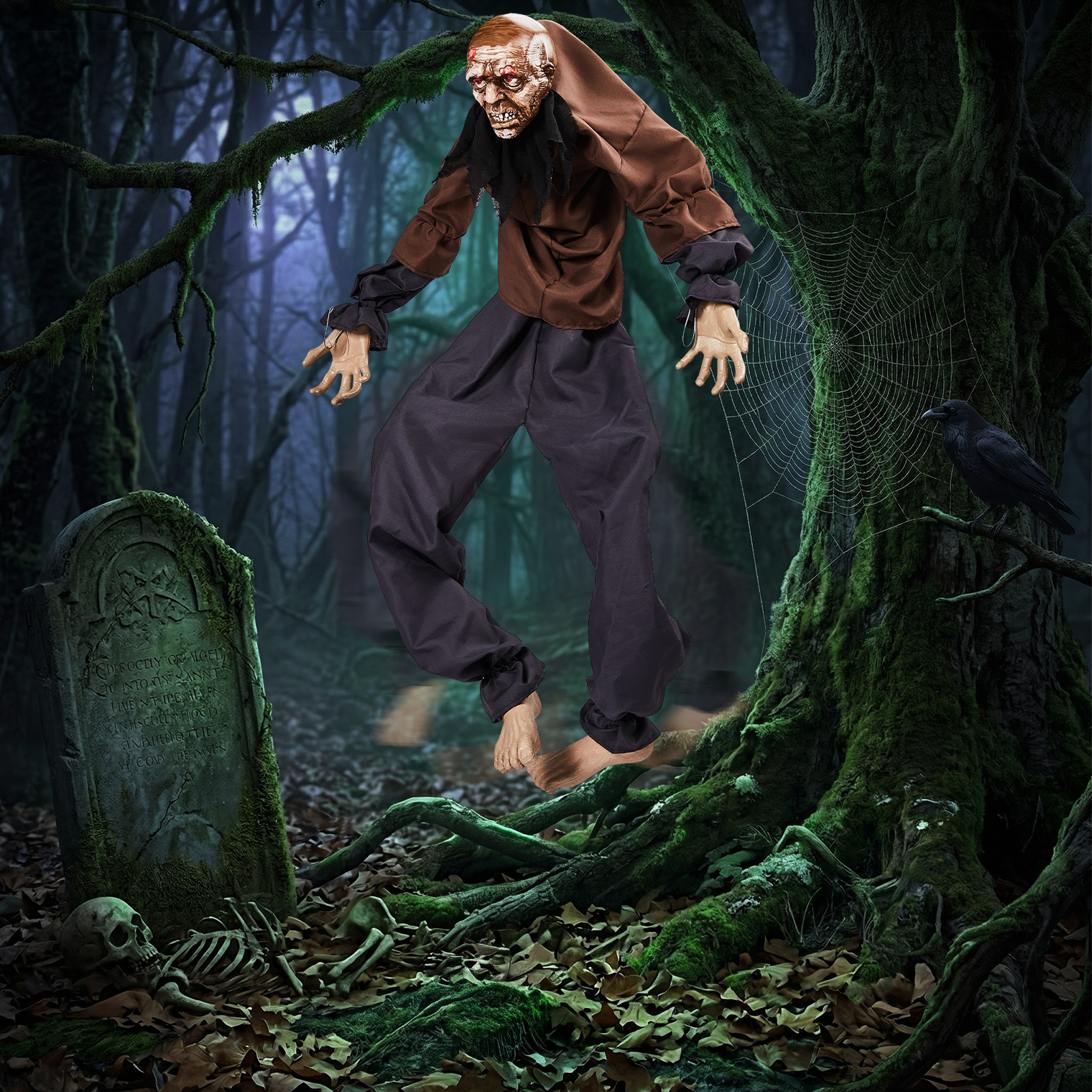5ft Halloween Wall-Climbing Ghost Decoration With Sound-Activated Moving Legs,Roaring & Laughing Sound Effects,Battery Operated Batteries Not Included,Hanging Spooky Decor photo 1