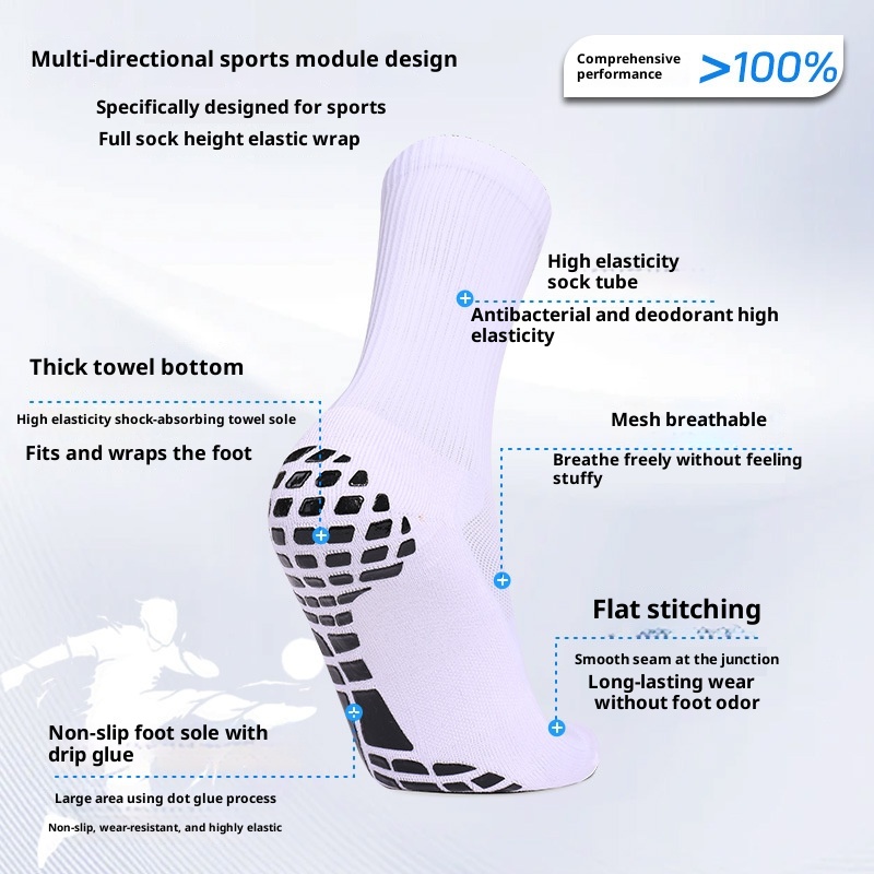 Men's Training Socks Thickeneded Towel Bottom Cushioning Comfortable Pvc Dispensing Non-Slip Socks Sweat-Absorbent Breathable Mid-Calf Football Socks photo 5