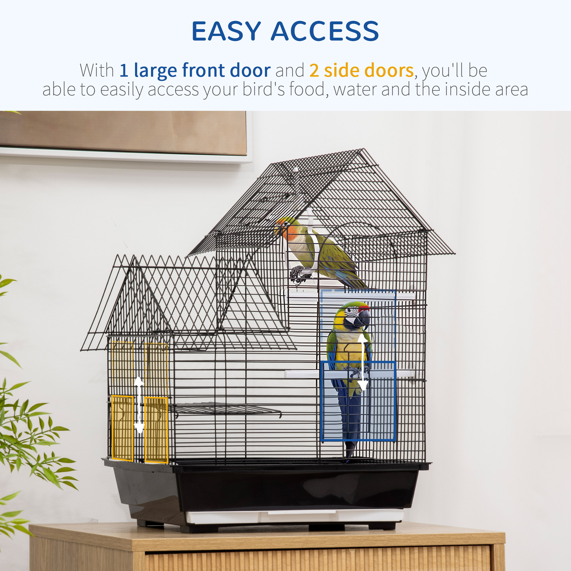 Small Bird Cage For Canaries Finches 47cm High With Swing 2 Perches Slide Out Tray 0.9cm Bar Spacing photo 1