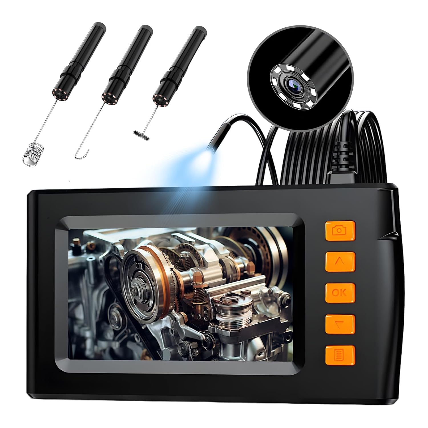 Dual-Lens Endoscope With Light  4.3-inch Screen, 32GB Memory Card, 16.5 Feet photo 6