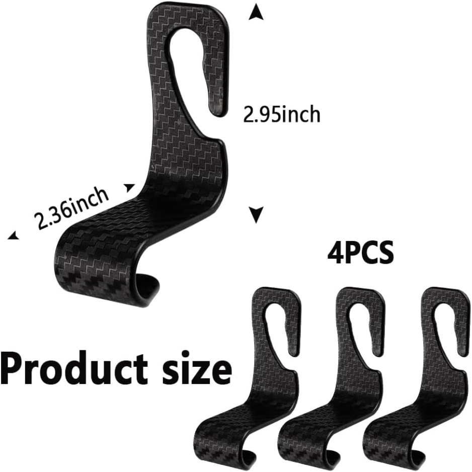 Universal Car Headrest Hooks 2 Units, Hidden Seat Hangers For Purses, Bags, Hats, Coats, Umbrellas And Grocery Bags photo 4
