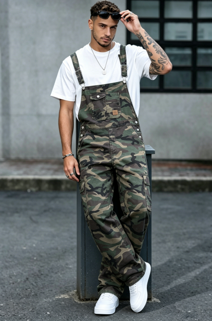Camo Overalls Men Big And Tall Plus Size Loose Fit Cargo Workwear Bib Overalls US Ready Stock photo 8
