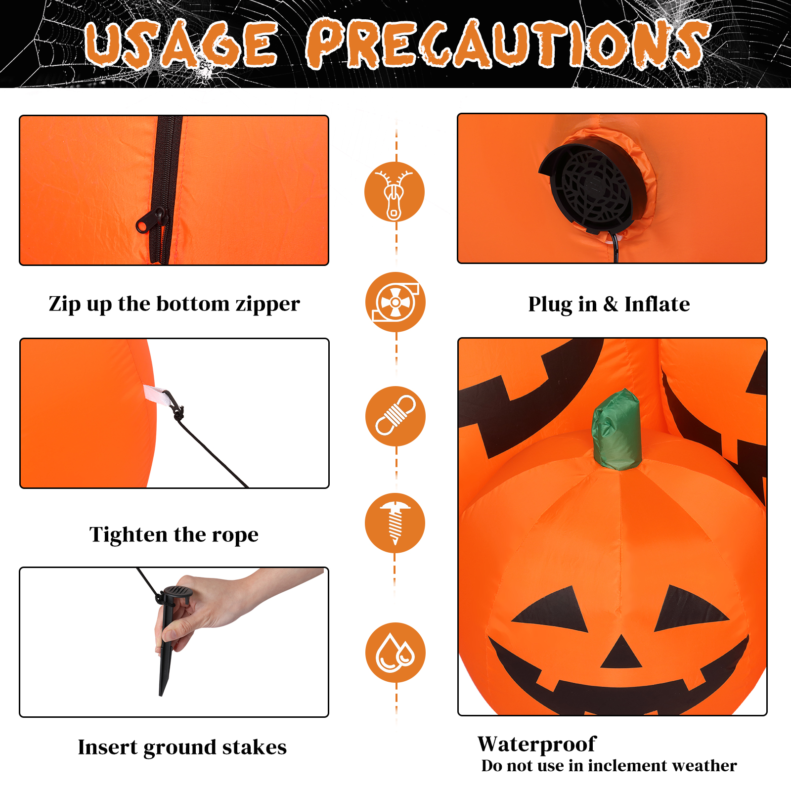 Replace 39662619 7ft Classic 7pcs LED String Lights 7pcs Pumpkin Inflatable Halloween Decoration photo 6