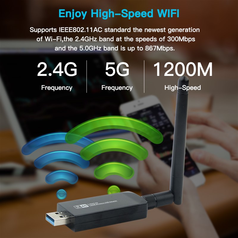 W97L 1200M Wireless Bluetooth Network Card USB photo 1