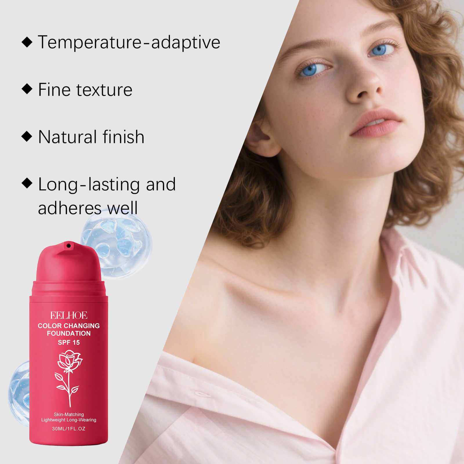 Warm Temperature Color Blending Foundation Liquid Natural Color 30ml Box photo 5