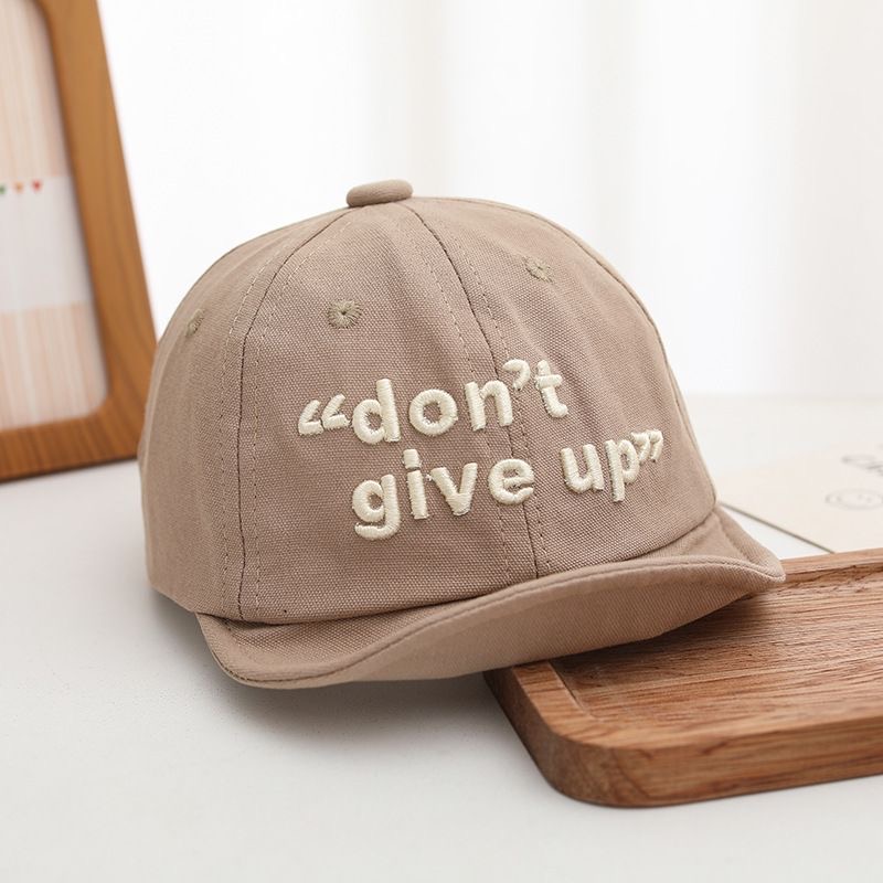 Summer Boys And Girls' Inspirational Letter Embroidery Round-brimmed Soft-awning Street Kids' Style Baseball Cap For Daily Outings photo 4