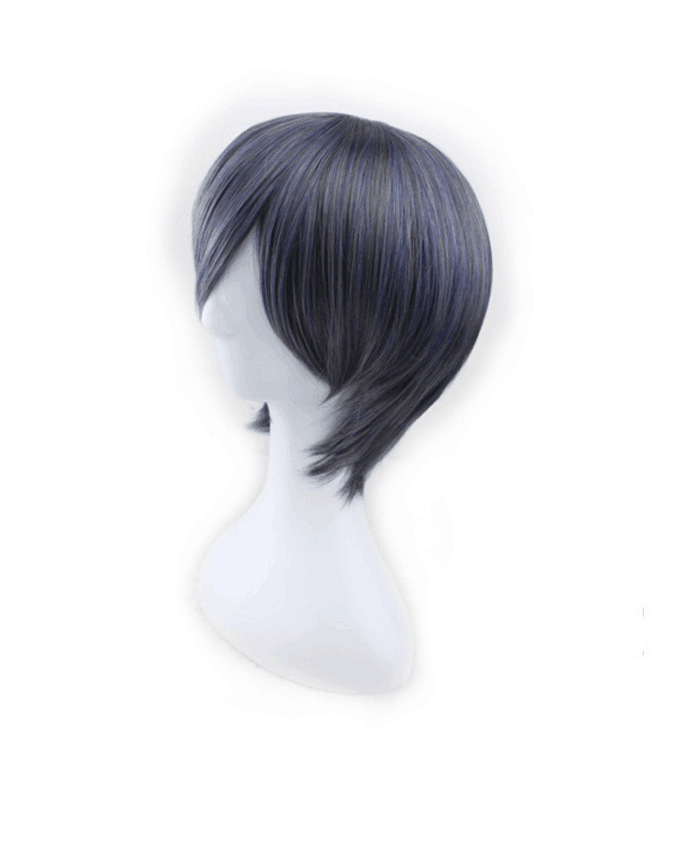 Wig Men's Purple Gray Mixed Color Short Hair photo 3