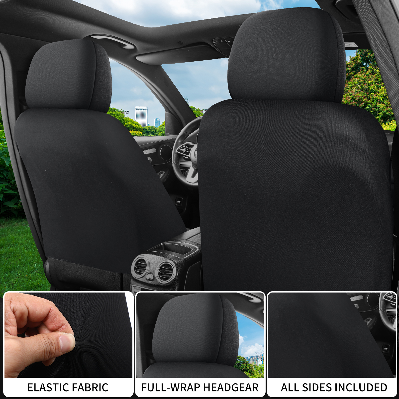 Single Line Diamond Grid PU Leather Car Seat Covers photo 7