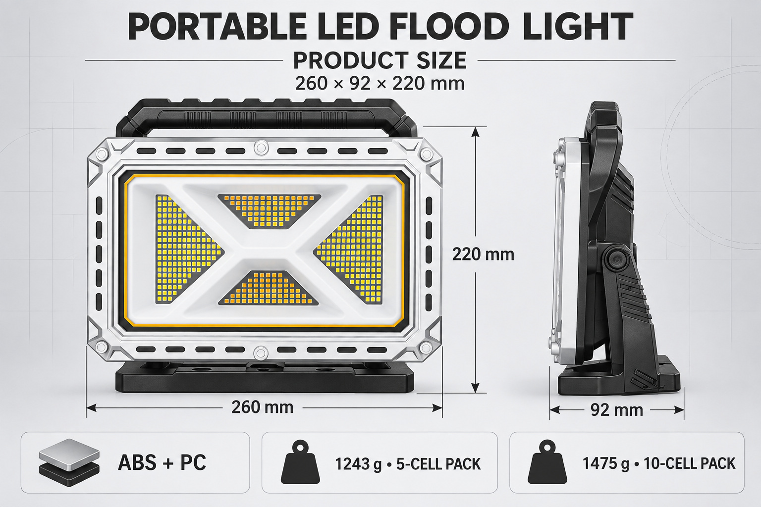 Rechargeable Battery Display Type C LED Work Light For W8141 4 3500LM 416 Flood 3 photo 3