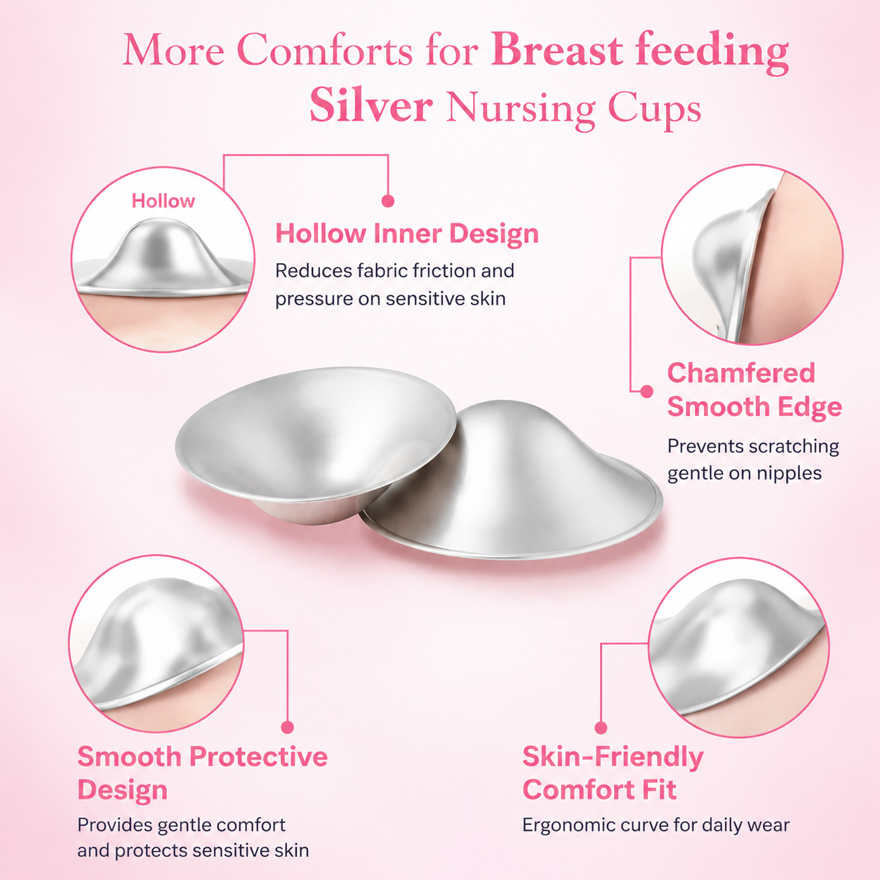 Silver Nursing Cups With Silver Plated Layers Serve As Must Have Breastfeeding Accessories To Prevent Irritation And Offer Soothing Relief For Sensitive Nursing Nipples photo 7