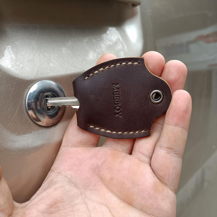 Handmade Leather Car Key Sleeve For Broken Key Car Key Cover For Men And Women Coffee photo 4