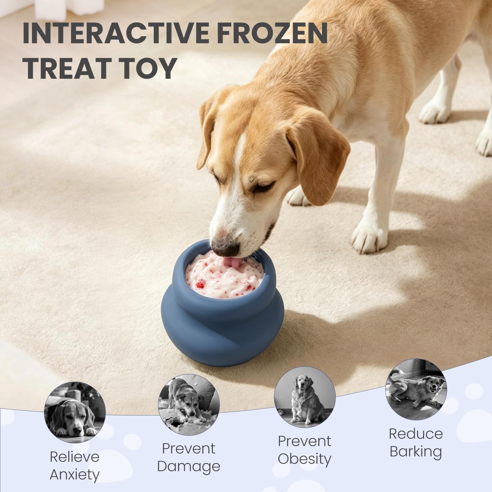 Dog Enrichment Lick Toy, Stuffable  Lick Treat Bowl Freeze Bone, Wobbly, Textured Interior, Slow Feeder, Dishwasher Safe, Helps Ease Anxiety, Interactive Toy, Beef Scented photo 7