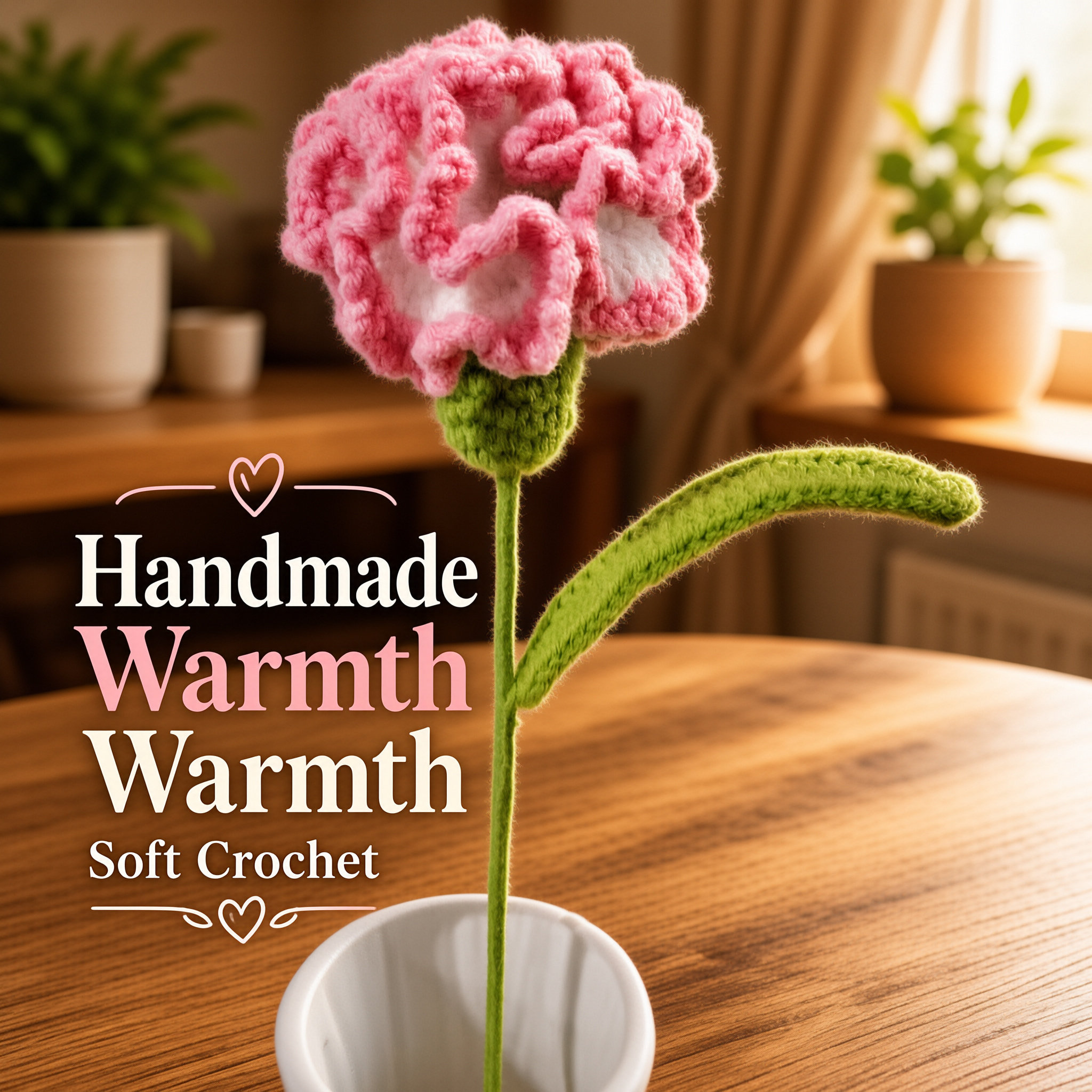 Hand Crochet Carnation Bouquet Finished Product Creative Handmade Yarn Flower Gift For Mom  Best Friend photo 4