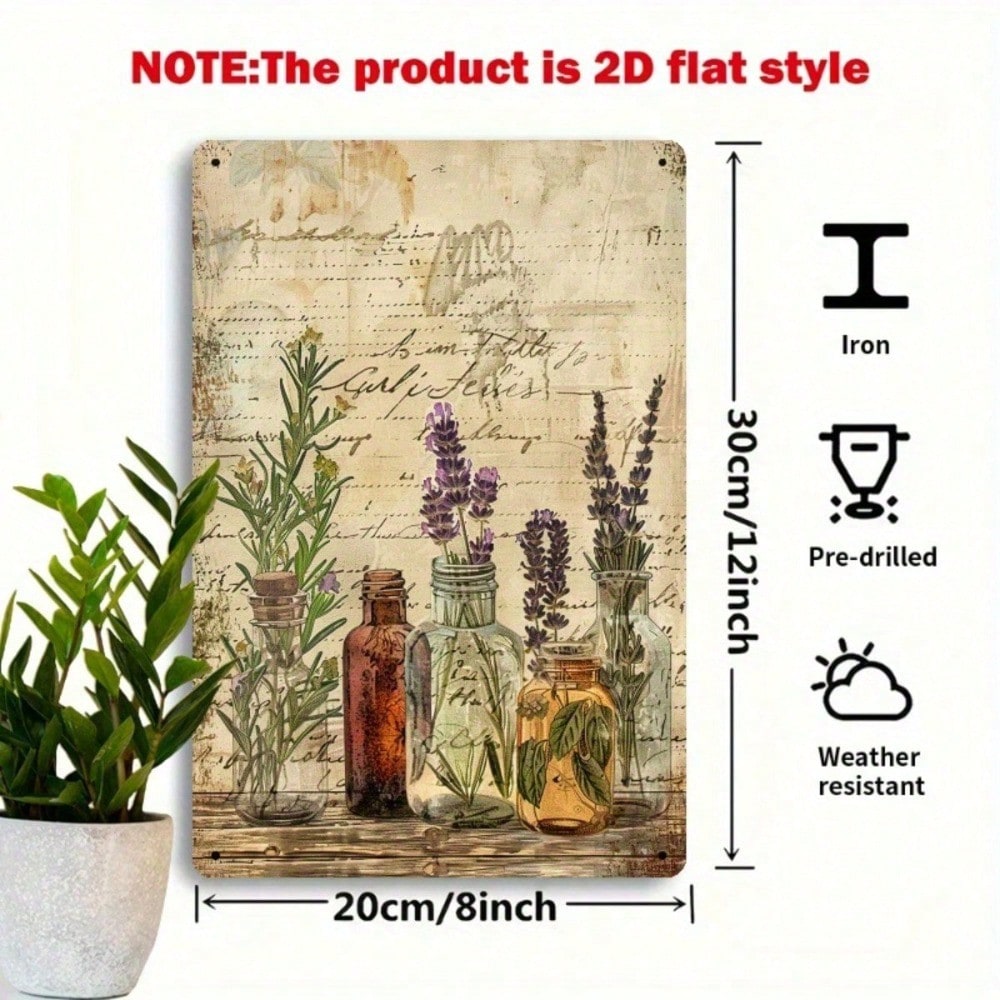Vintage Herbal Bottle Metal Sign 8x12, 2D Flat Botanical Plant Print Tin Art photo 6