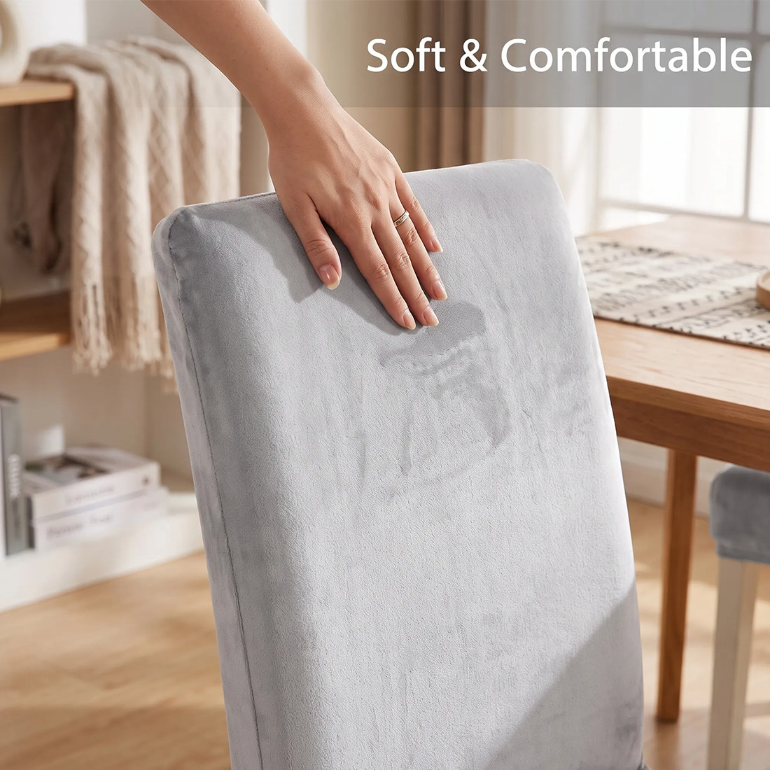 6PCS Large Stretch Dining Chair Covers Seat Chair Covers Removable Slip Covers photo 4