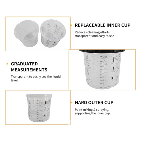 50 Sets Paint Spray Gun Cup Lids Liners Kit  Disposable Paint Spray Gun Cup For Automotive Paint Gun, HVLP Paint Spray Paint Gun, 20 Ounce Kit Paint Mixing Cups - 50 Cup Liners, 50 Lids With Strainer photo 5
