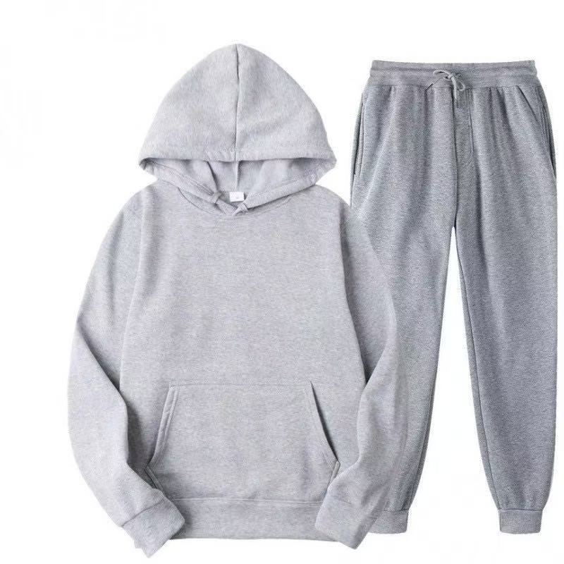 2025 New Men Spring Autumn Solid Hoodie 2Pcs Tracksuit Casual Sport Suit photo 5