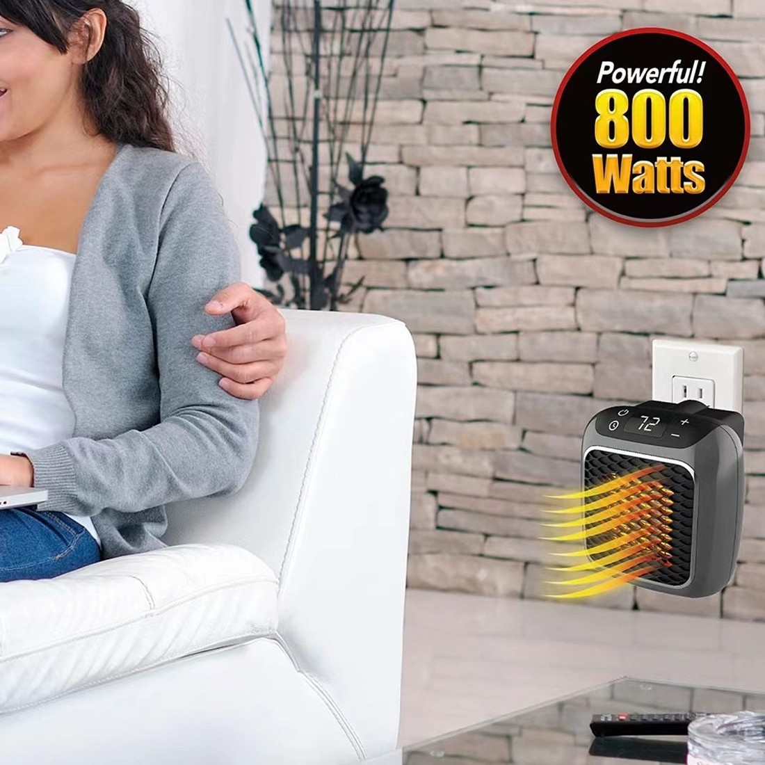 800W Electric Space Heater Low Energy Ceramic Fast Heating Fan Heater Portable photo 2