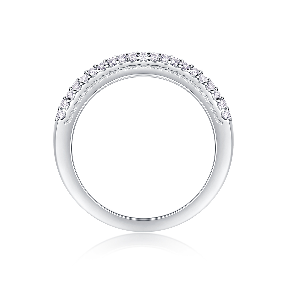 S925 Silver 3.3g Platinum Plated Moissanite Ring, 4.0mm 63pcs D VVS1 Micro Pave Band, GRA Certified US 5-9 photo 4