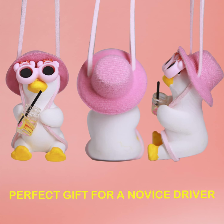 Cool Swinging Duck Car Hanging Ornament, Pendant Interior Rearview Mirror Decoration And Car Rear View Mirrior Hanging Accessories photo 3