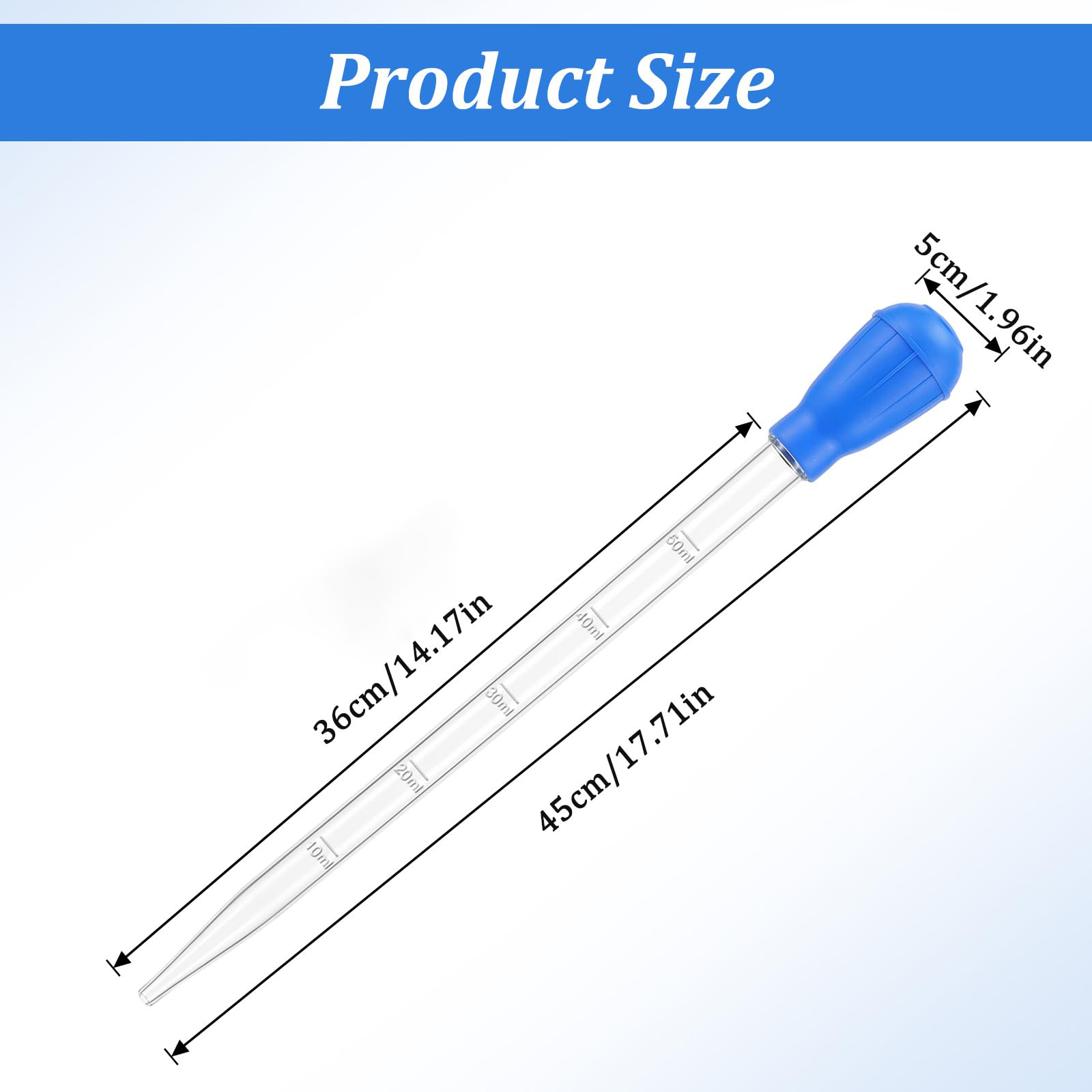 27.7in Extra Long Turkey Baster For Aquarium 50ml Baster Syringe Aquarium Water Changer Siphon For Fish Tank Cleaning Waste Remover, Gravel Cleaning Straw photo 3