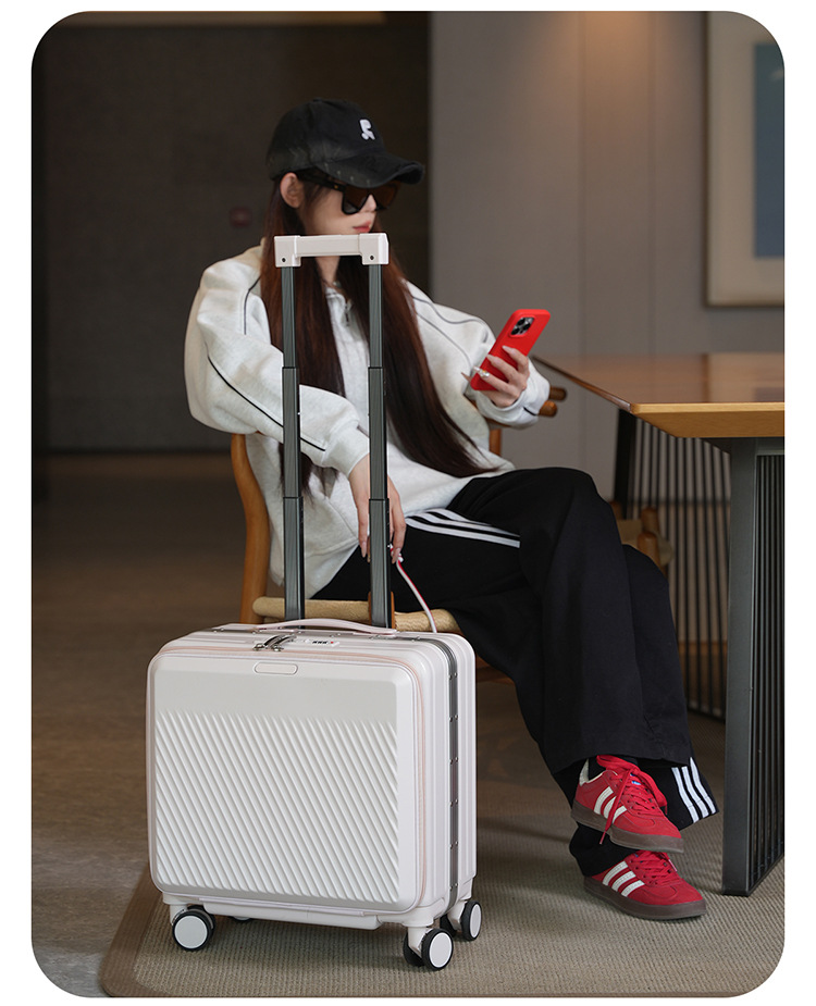18 Inch Front Open Boarding Case, Contrasting Color Travel Suitcase, 19 Open Box, Leather Suitcase, Multifunctional Suitcase photo 3