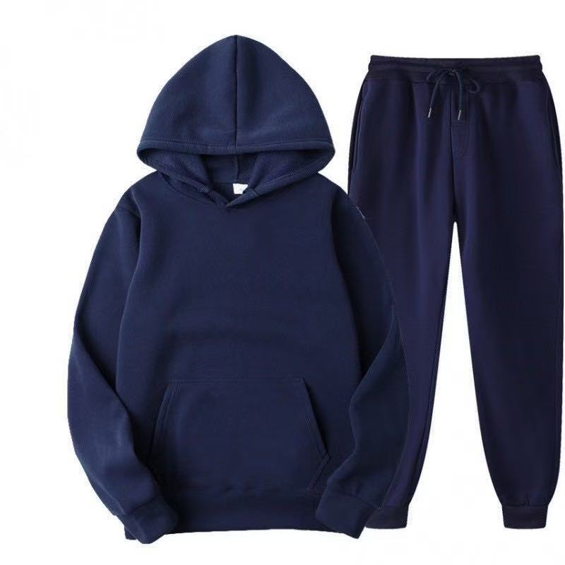 2025 New Men Spring Autumn Solid Hoodie 2Pcs Tracksuit Casual Sport Suit photo 4