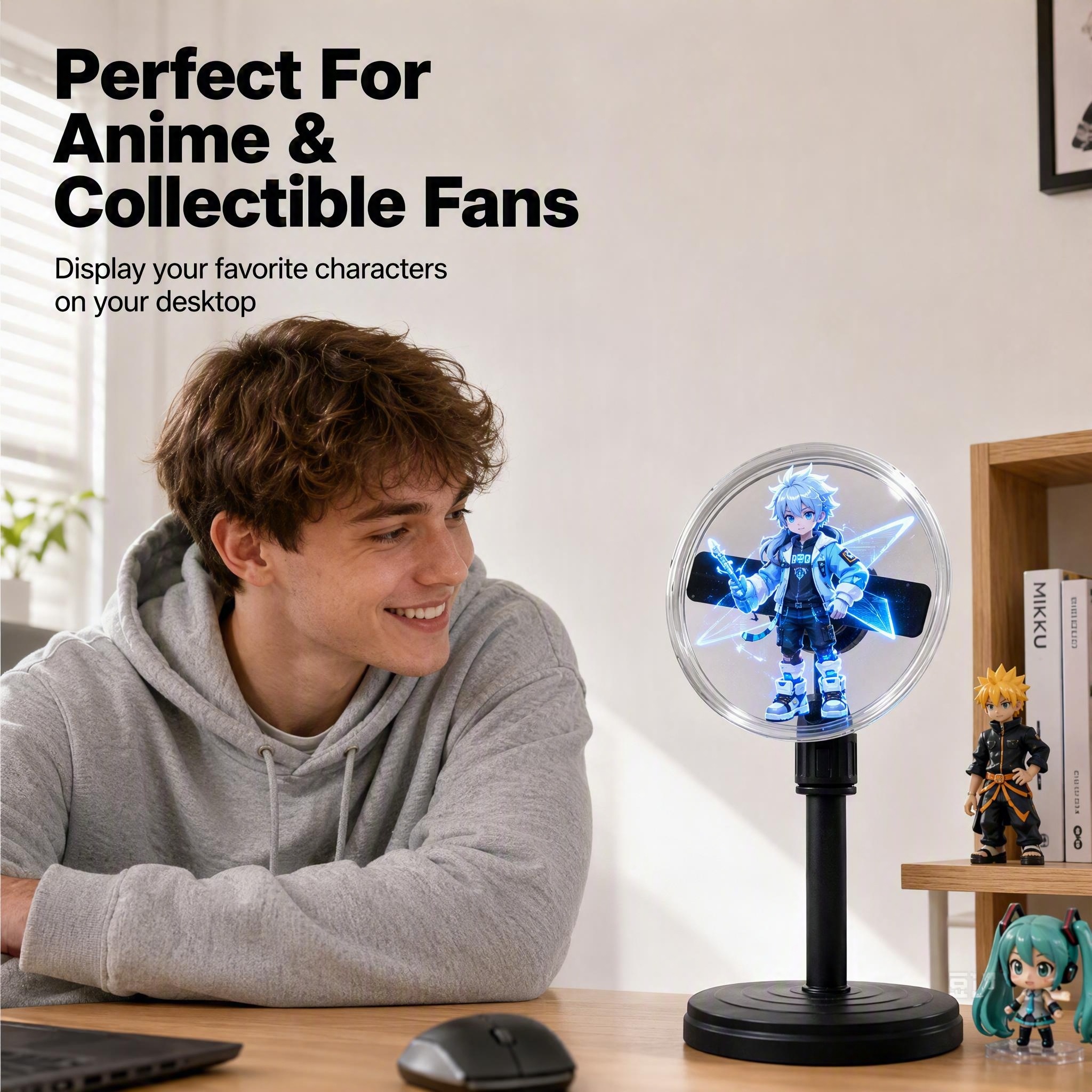 Wiilala Disesktop 3D Holographic Fan, 4.72 Inch  With WiFi Projector, Built-in Video - HD  LED Holographic Display Screen, Suitable For Shops, Festival Gifts  Built Built-in Speaker Bluetooth,5V2A-USB photo 6