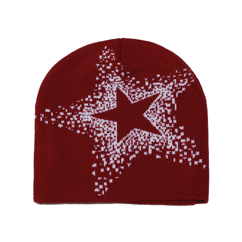 American Street Y2K Star Woolen Hat For Autumn And Winter, With Hip-hop Vibe And Warmth. Five-pointed Star Knitted Cold Hat For Keeping You Warm Outdoors photo 8