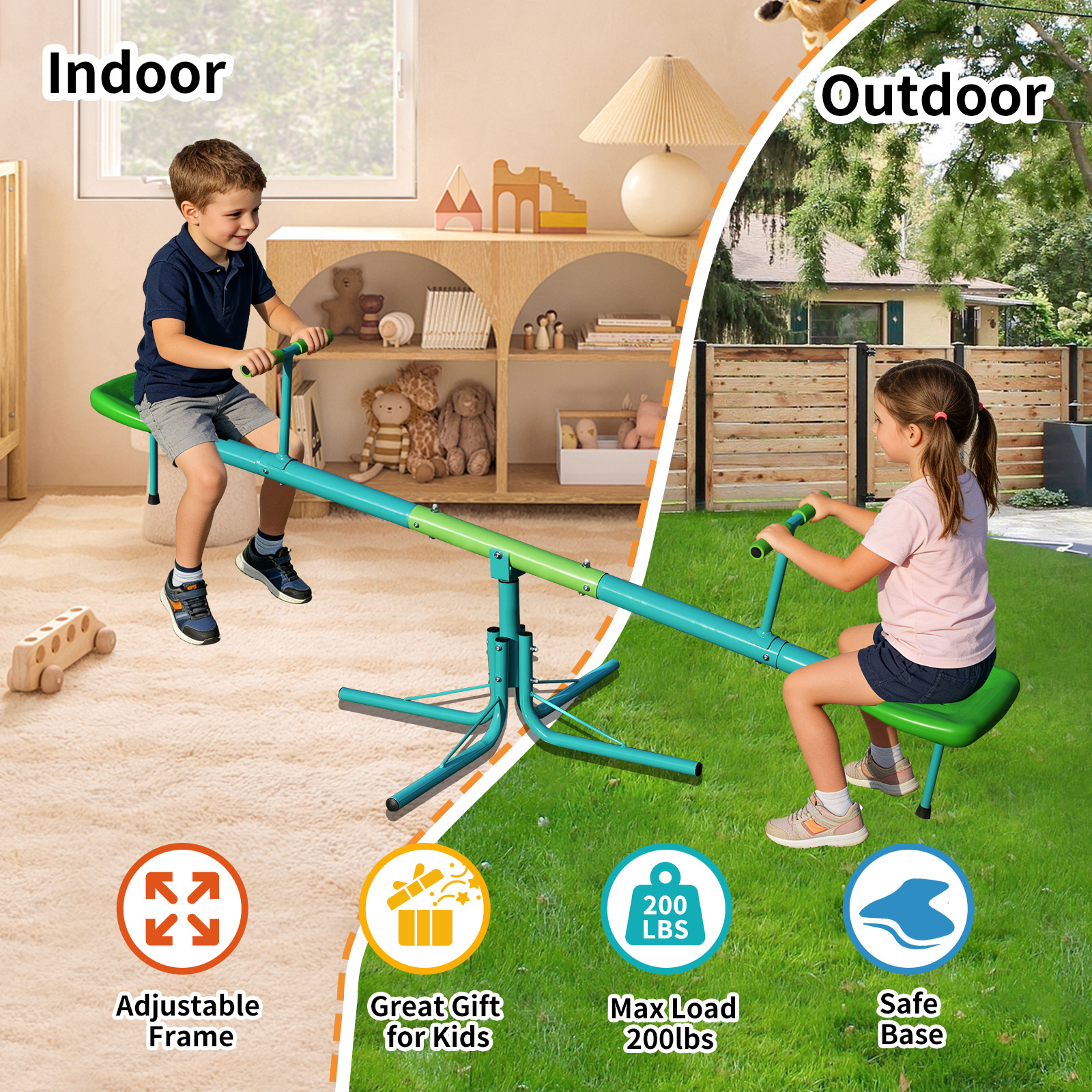 Stilt Board, 360 Degree Rotating Toddler Sitting And Wobbling On A Rotating Seesaw, Backyard Playground For Children's Outdoor Play Equipment photo 3