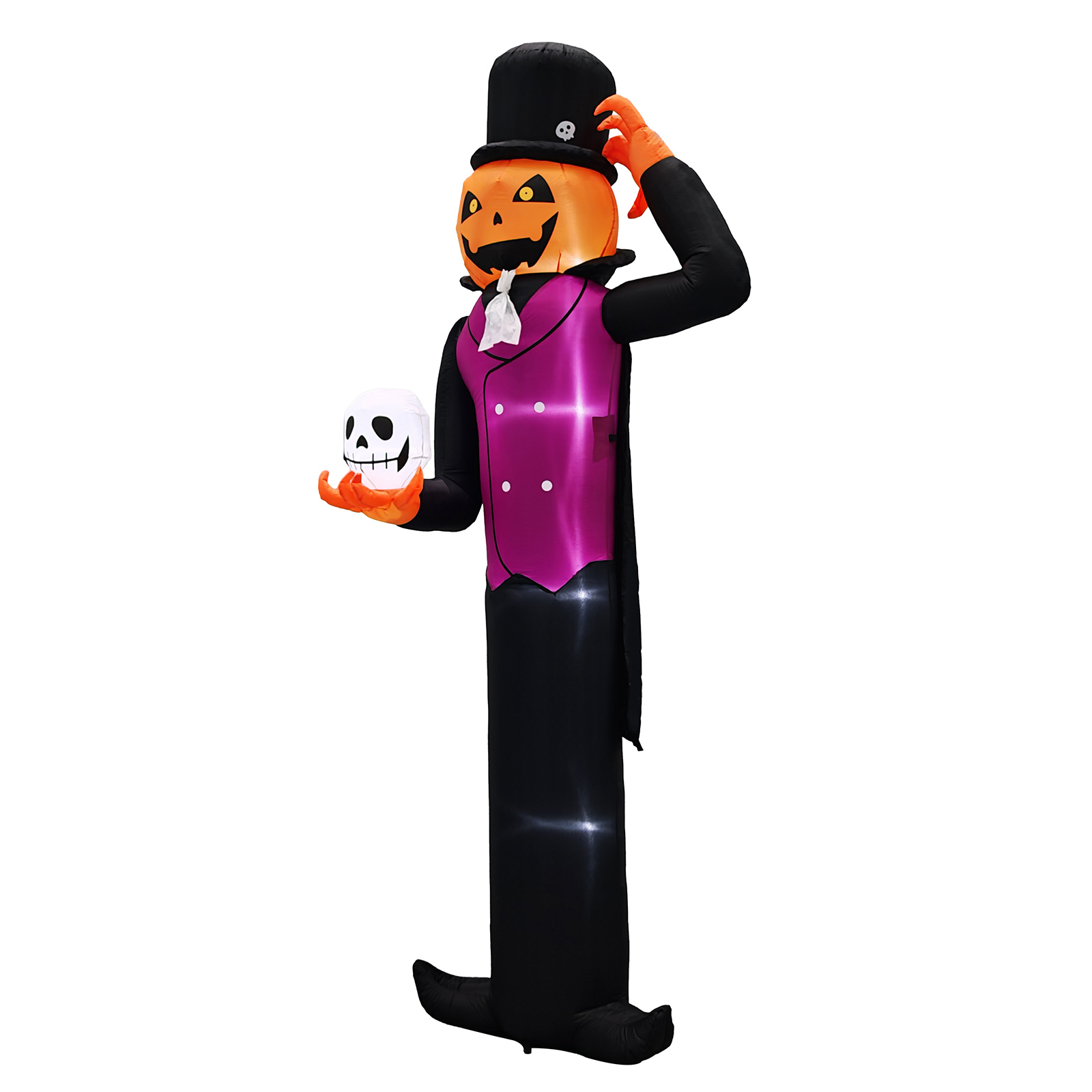 12ft Cape Pumpkin Man 5 White LED Lights Halloween Inflatable Decoration 12V photo 8