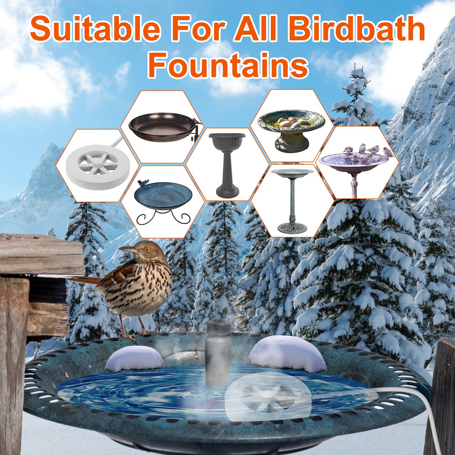 70W Bird Bath Heater For Outdoors Winter Heated Bird Bath Deicer Waterproof Aluminum Alloy Water Heater With Thermostat Auto Shutdown For Yard Patio Farm photo 8