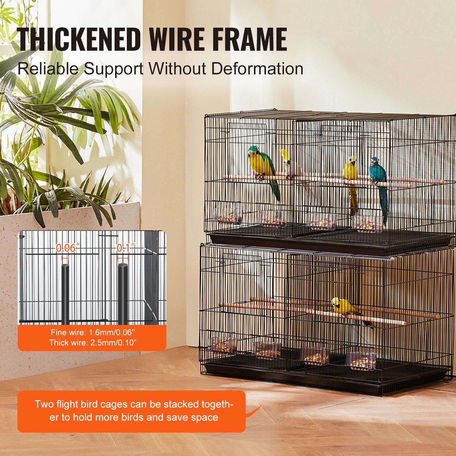 Bird Cage, 18 In, Small Parakeet Cage With Divider, Sturdy Metal Bird Flight Cage, Travel Birdcage With 5 Perches & 4 Feeding Cups, Parrot Cage For Canaries Lovebirds Cockatiels Budgie, Black photo 7