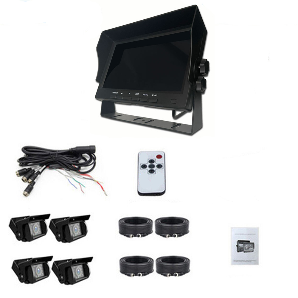 7in Screen 4CH Car Monitor Portable Reversing Camera For Truck RV BUS Trailer photo 7